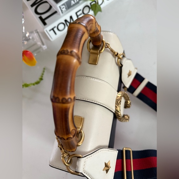 GUCCI Bambbo Dyonisus two-way Handbag Bag Off White/Red/Navy Leather - Picture 6 of 15